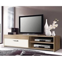 Meuble TV PILVI - Style contemporain - Particules mélaminé - Décor