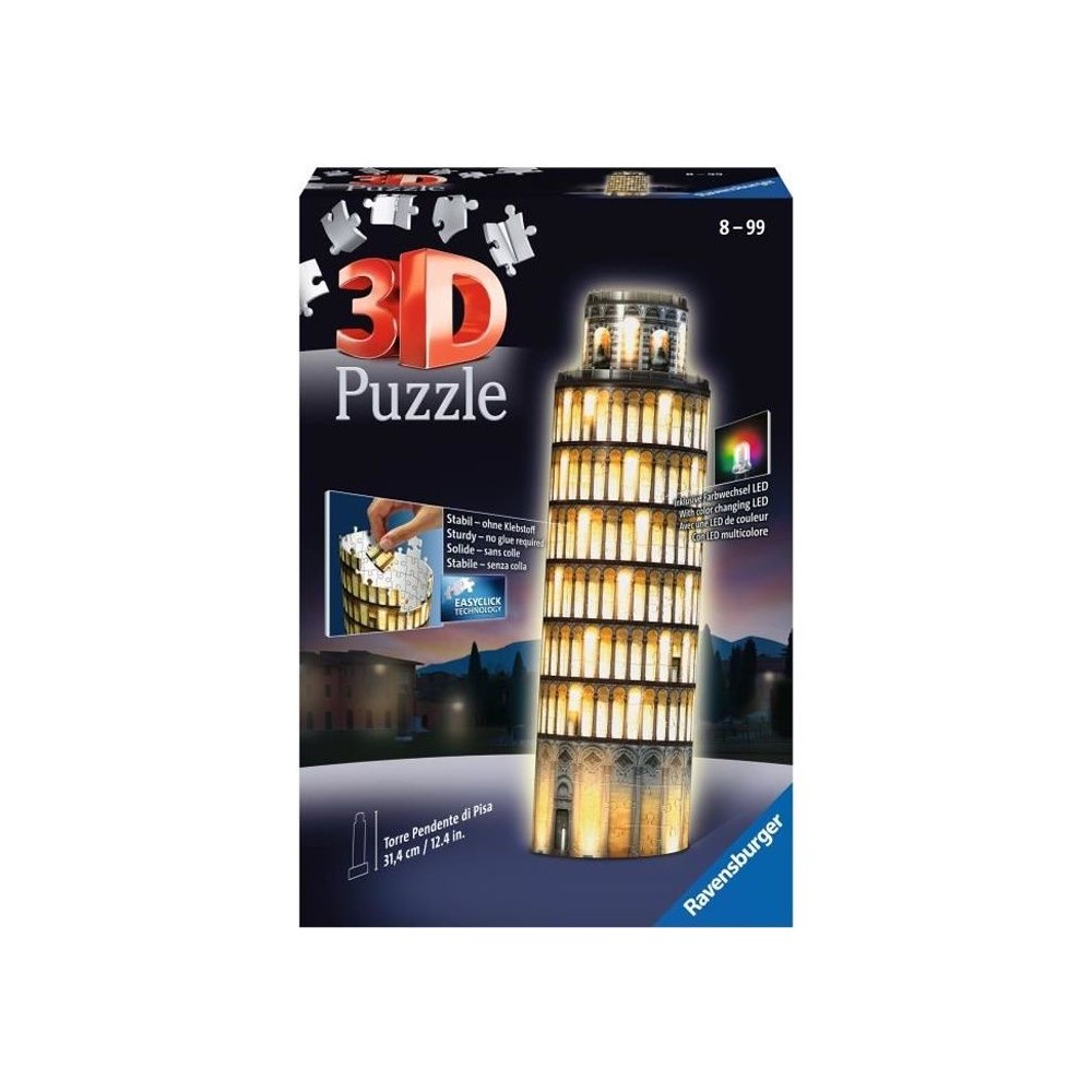 Puzzle 3D Tour de Pise illuminée - Ravensburger - 216 pieces - sans c