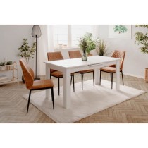 Table extensible - BIRMINGHAM - 80B - Ouverture synchonisée automatique - Décor blanc - 8 / 10 personnes - 160-200 x 75 x 80 c