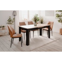 Table extensible - BIRMINGHAM - 80B - Ouverture synchonisée automatique - Chene / noir - 8 / 10 personnes - 160-200 x 75 x 80 c