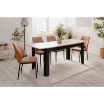 Table extensible - BIRMINGHAM - 80B - Ouverture synchonisée automatique - Chene / noir - 8 / 10 personnes - 160-200 x 75 x 80 c