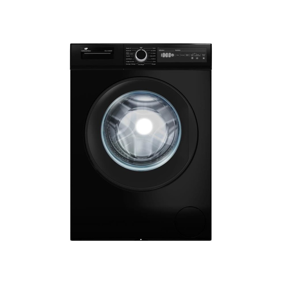 Lave-linge hublot CONTINENTAL EDISON CELL12140IBT - 12 kg - Largeur 59,6 cm - Classe A - 1400 trs/min - moteur induction - noir