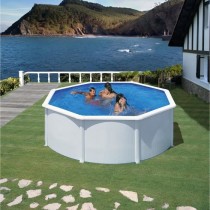 GRE - Kit Piscine hors sol acier ronde blanche Ø370 x 122 cm (Livrée avec filtre a sable et échelle)