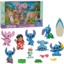 Figurines et accessoires - LICENCE /STITCH - Coffret Deluxe - 13 figurines et accessoires, Stitch dans 5 poses, planche de surf