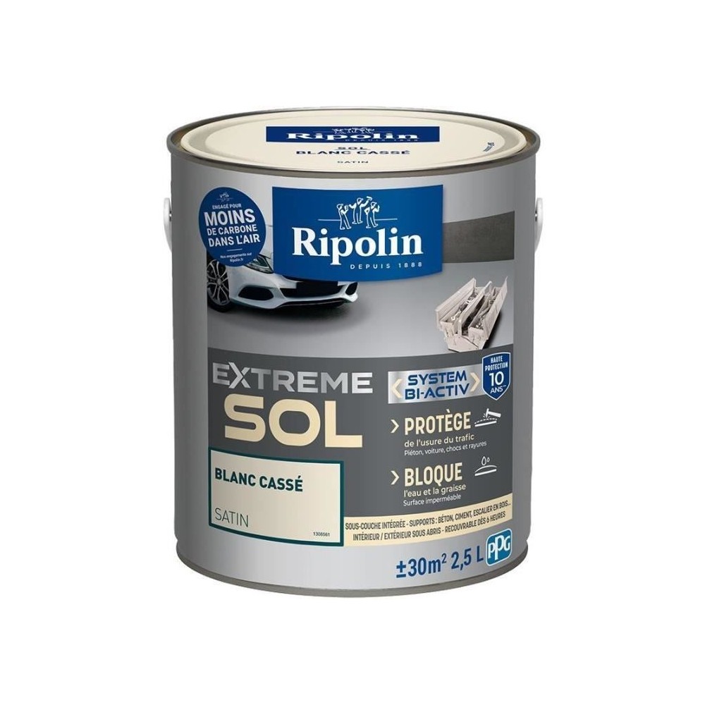 RIPOLIN PROTECTION EXTREME SOL BLANC CASSE SATIN 2,5 L