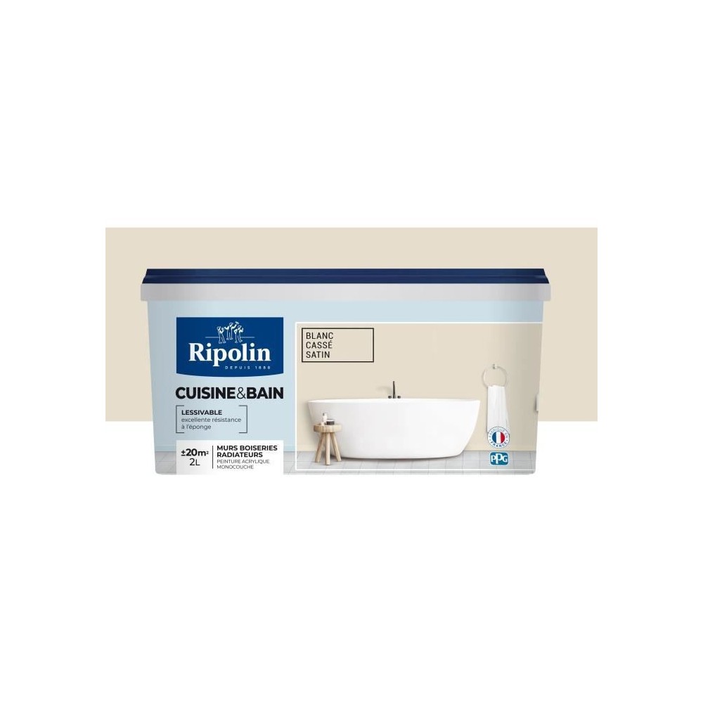 RIPOLIN CUISINE ET BAIN BLANC CASSÉ satin 2L