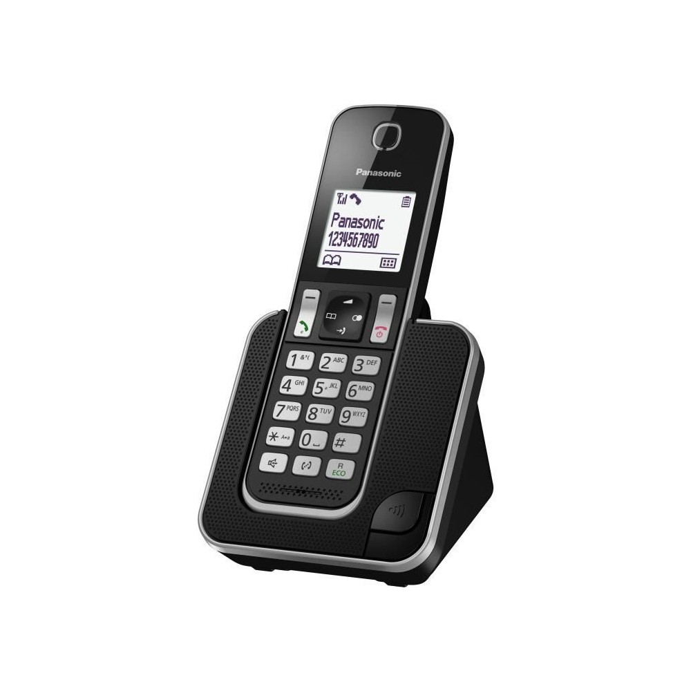 Panasonic KX-TGD310FR Téléphone Numérique sans Fil Noir, Répondeur Intégré, Mains Libres, Identification de l'Appelant