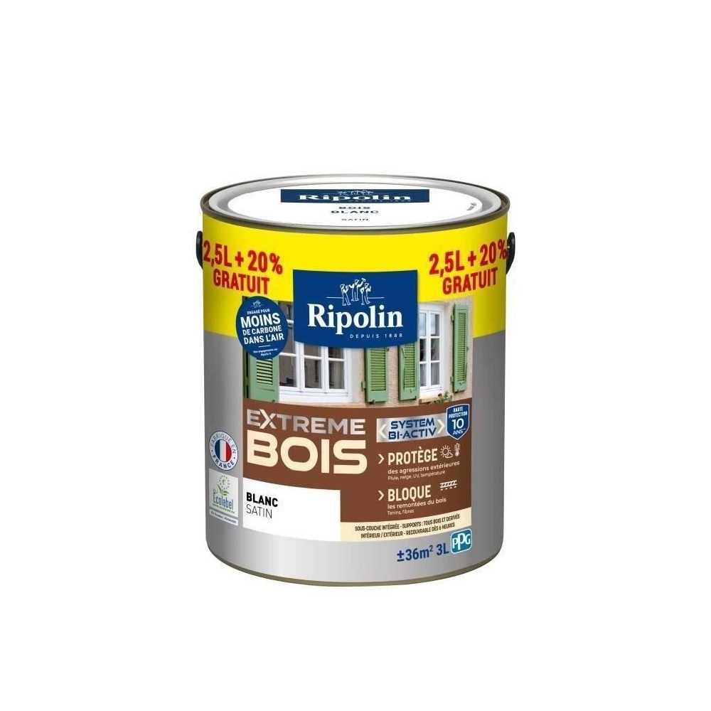 RIPOLIN Peinture Bois Satin Haute Protection 10 ans qui Protege et Mag