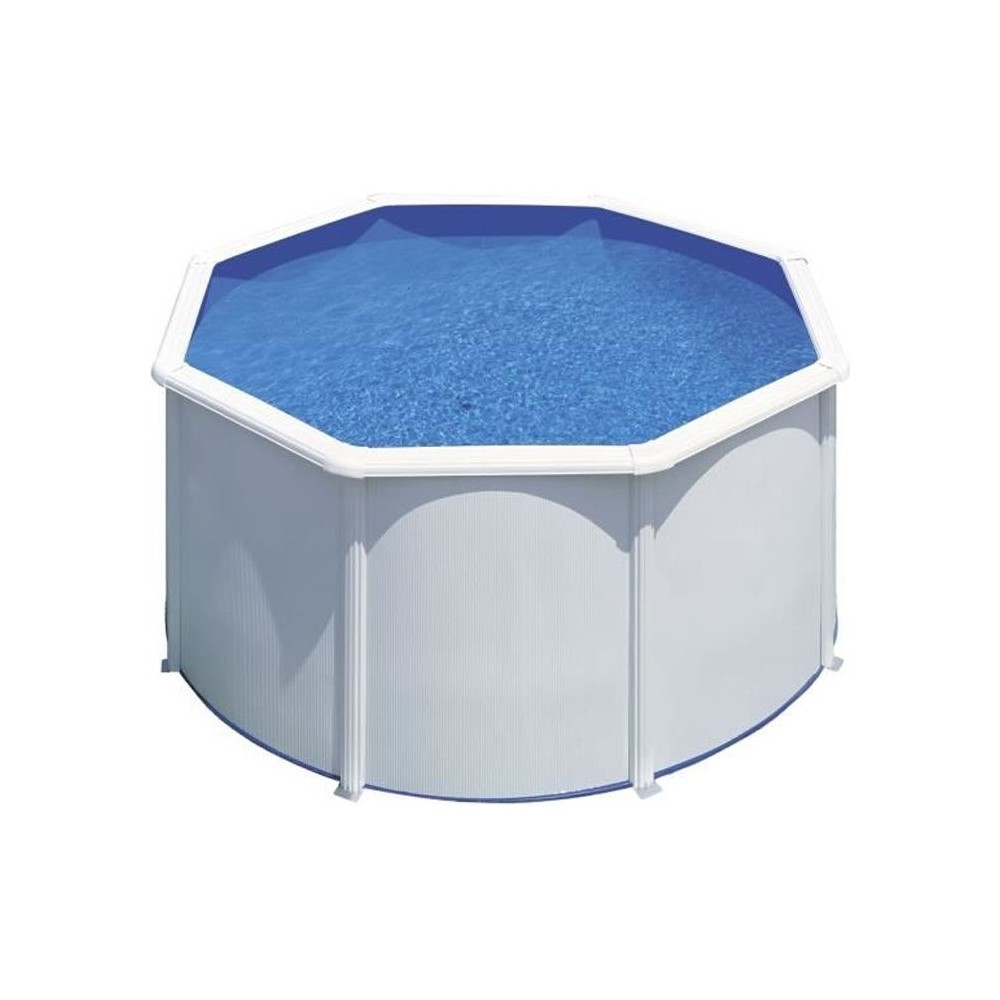 GRE - Kit Piscine hors sol acier ronde blanche Ø260 x 122 cm (Livrée avec filtre a sable et échelle)