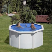 GRE - Kit Piscine hors sol acier ronde blanche Ø260 x 122 cm (Livrée avec filtre a sable et échelle)