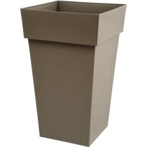 EDA Pot de fleur haut carré Toscane - 39 x 39 x H 65 cm - 62 L - Taup