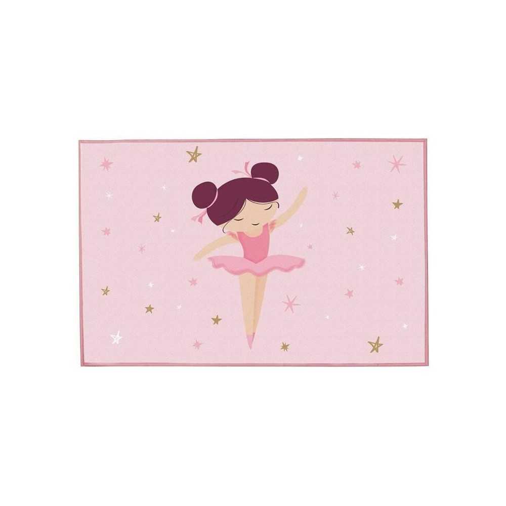 Tapis - FUN HOUSE - Danseuse Ballerine - 120 x 80 cm - Rose - Rectangu