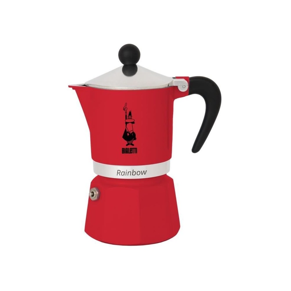 Cafetiere italienne - BIALETTI - RAINBOW - 6 tasses - 0,30 L - Rouge