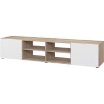 Meuble TV PILVI - Blanc et chene - L 180 x P 42 x H 37 cm