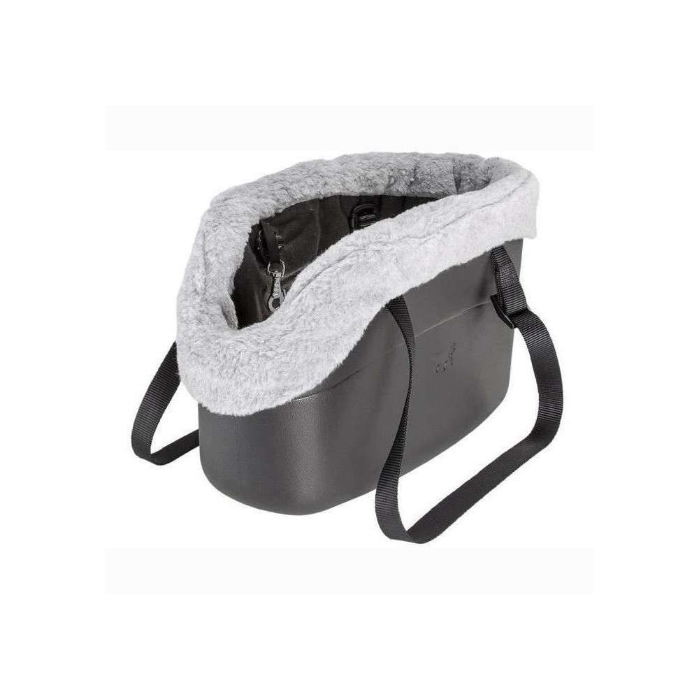 WITH ME Sac de transport avec fourrure pour chien noir 21,5 x 43,5 x 2