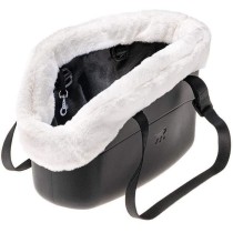 WITH ME Sac de transport avec fourrure pour chien noir 21,5 x 43,5 x 2