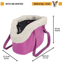 WITH ME Sac de transport avec fourrure pour chien noir 21,5 x 43,5 x 2