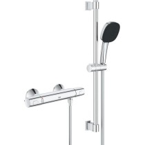 Ensemble de douche avec mitigeur thermostatique, pommeau 3 jets, barre