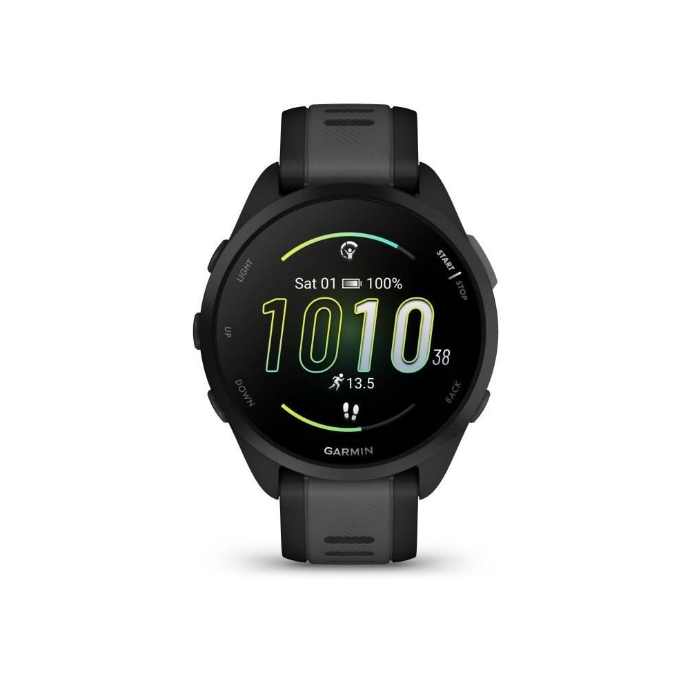 Montre GPS connectée - GARMIN - Forerunner 165 - 1,2 - Noir avec bracelet Noir et Gris