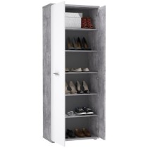 Armoire a chaussures MISCA - Style contemporain effet béton et blanc