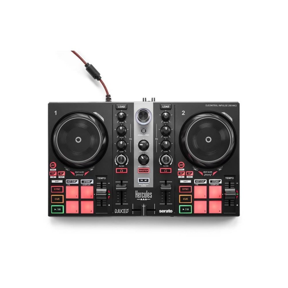 HERCULES DJ CONTROL INPULSE 200 MK2 - Contrôleur DJ idéal pour apprendre a mixer - Logiciels et tutoriels inclus