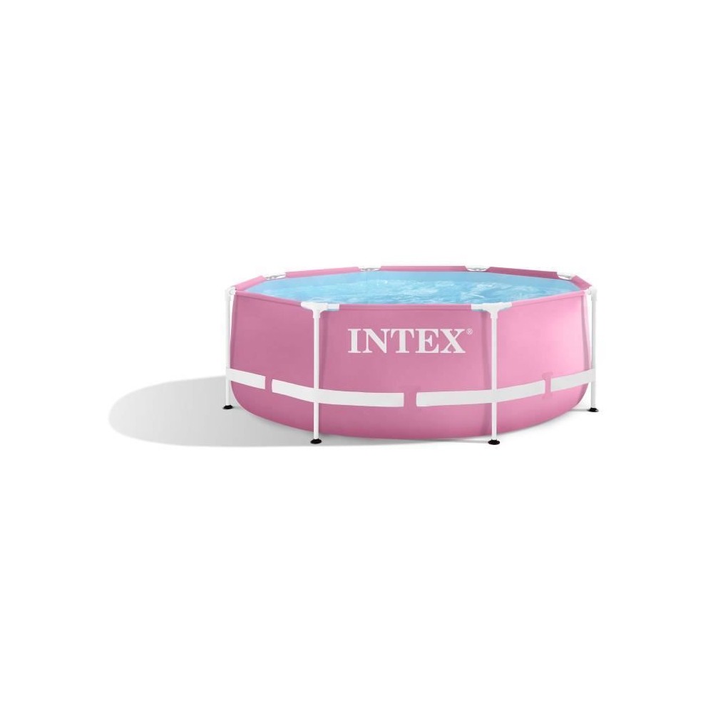 INTEX - Kit piscine metal frame rose ronde - tubulaire - Ø x h : 2,44 x 0,76 m