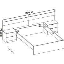 Ensemble structure de lit + tete de lit et 2 tables de nuit - NIZA - 1