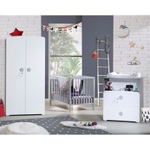 Armoire bébé Nao - MDF - Blanc - 2 portes - 85 x 175 x 56 cm - BABY