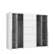 Armoire - Blanc mat - 2 portes battantes + 2 portes coulissantes - L 2