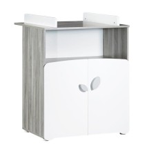 Commode bébé LEAF - 2 portes et 1 niche - 2 portes - Blanc - 76 x 97