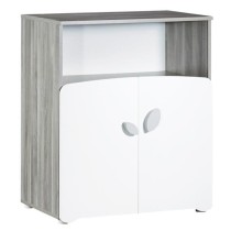 Commode bébé LEAF - 2 portes et 1 niche - 2 portes - Blanc - 76 x 97