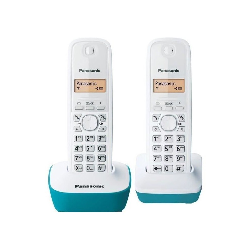 Panasonic KX-TG1612FRC | Téléphone Duo sans fil DECT sans répondeur, Bleu