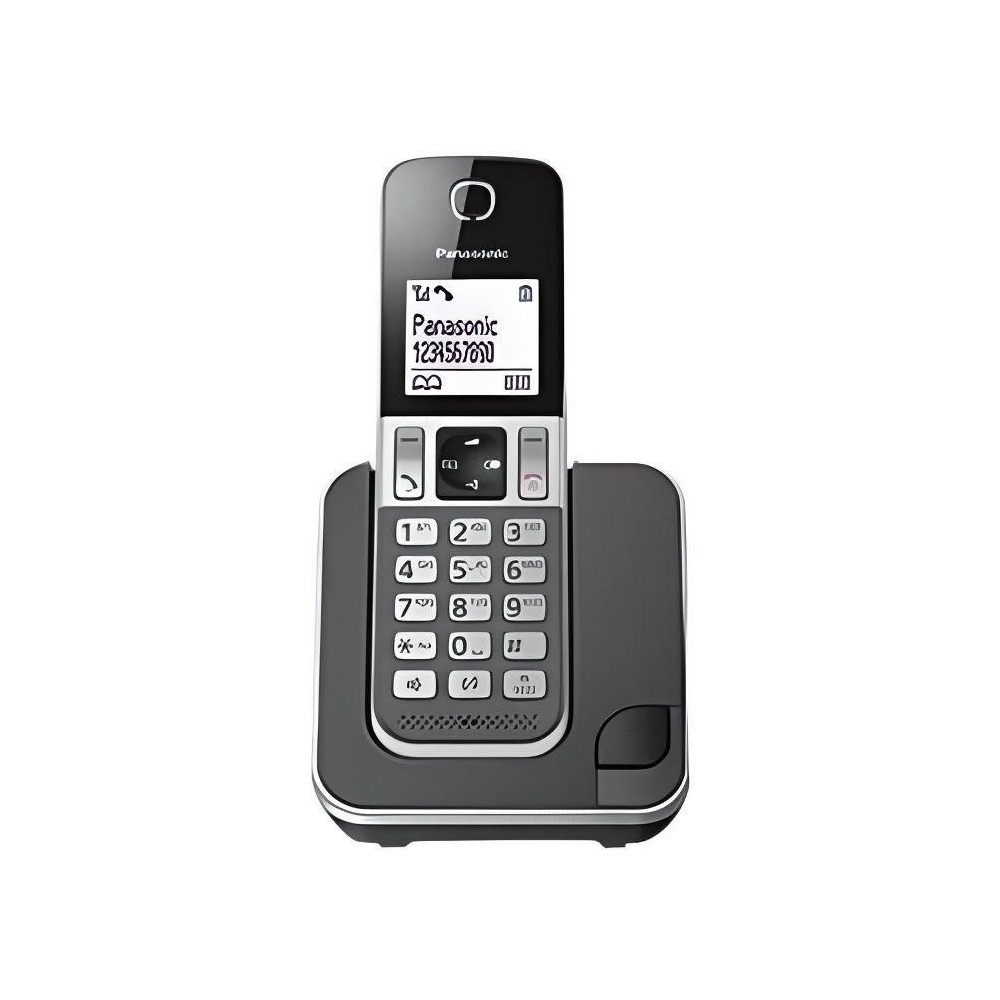 Panasonic KX-TGD310FRG Téléphone sans Fil Noir, Écran LCD, Répondeur Intégré, Mains Libres, Identification de l'Appelant