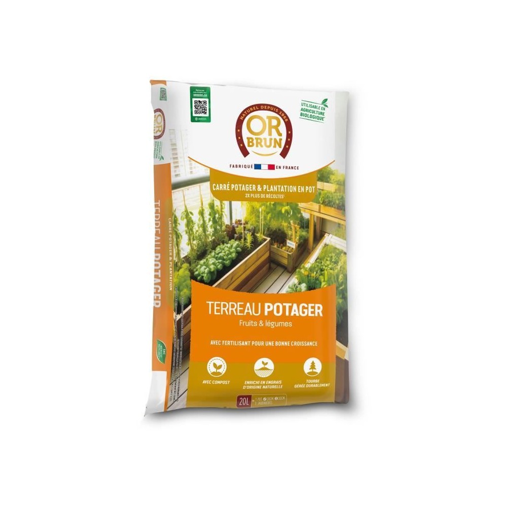 Terreau potager et carré potager - OR BRUN - OBRTCAPOT20N - 20 L