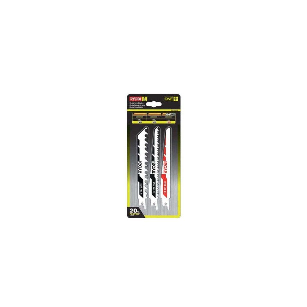 Lames RYOBI OnePlus pour scie sabre sans fil - Lot de 3 - HSS bimetal - 152 mm