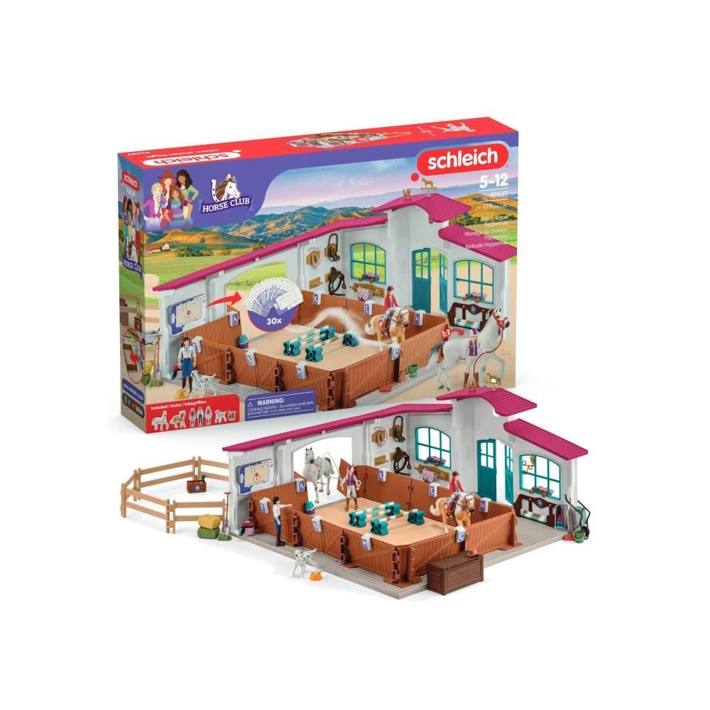 Grand Manege Equestre, Coffret figurine et accessoires, Schleich 42639 Horse Club, Pour enfant des 5 ans