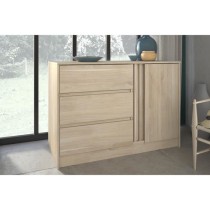 Commode ESCALE - 3 tiroirs - 1 porte - Décor chene - L 109,8 x H 76,8