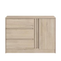 Commode ESCALE - 3 tiroirs - 1 porte - Décor chene - L 109,8 x H 76,8