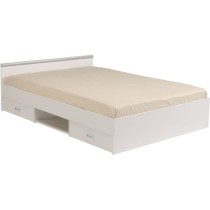 Lit adulte ZODIAC 160x200 - Décor blanc - 2 tiroirs - L165.8 x H58.9