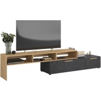 Meuble TV RAW - Décor chene et Steam Black - 1 abattant + 1 tiroir -