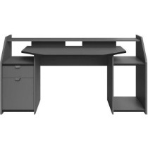 Bureau gamer Gaming - Panneaux de particules - Gris ombre et noir - L