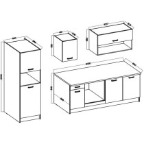 Cuisine complete PREGO - L 263 cm - Décor Blanc et Chene - Plan de tr