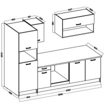 Cuisine complete PREGO - L 263 cm - Décor Blanc et Chene - Plan de tr