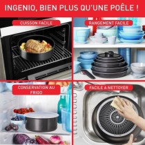 TEFAL INGENIO Easy Plus Poele 28 cm, Non induction, Antiadhésif, Empilable, Compatible Lave-vaisselle, Fabriqué en France L150