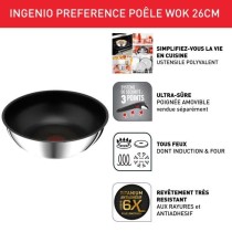 TEFAL INGENIO Preference Poele wok 26 cm, Induction, Antiadhésif, Empilable, Compatible lave-vaisselle, Fabriqué en France L97