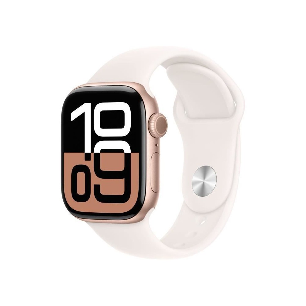 Apple Watch Series 10 GPS - 42mm - Boîtier Rose Gold Aluminium - Bracelet Light Blush Sport Band - S/M