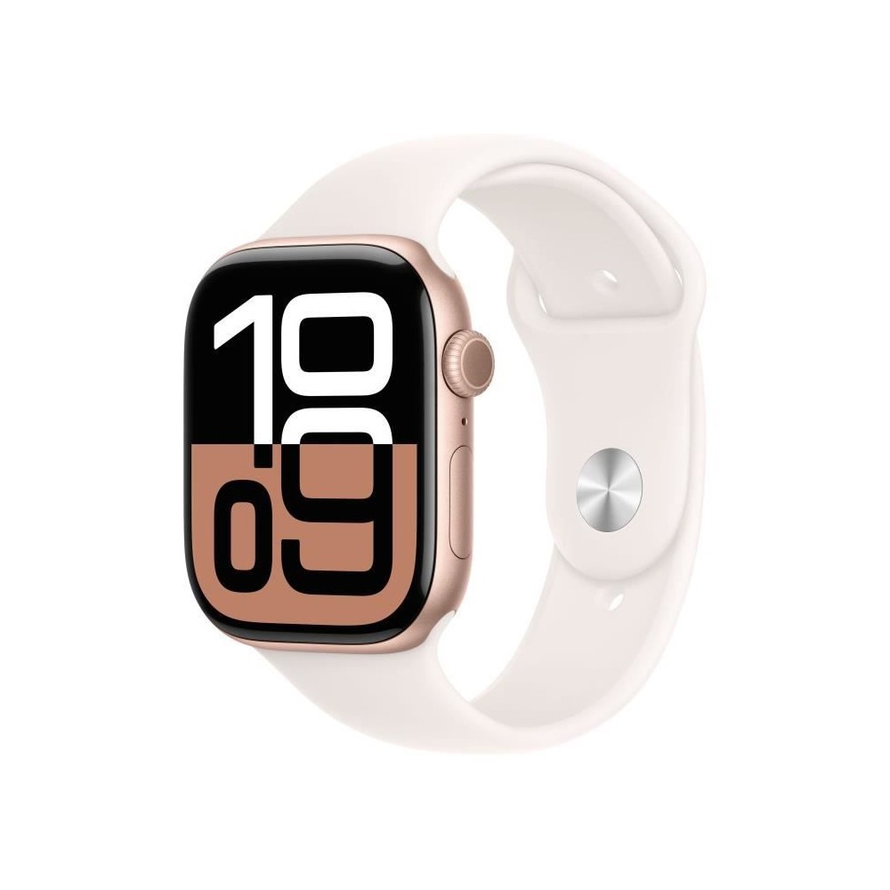 Apple Watch Series 10 GPS - 46mm - Boîtier Rose Gold Aluminium - Bracelet Light Blush Sport Band - M/L