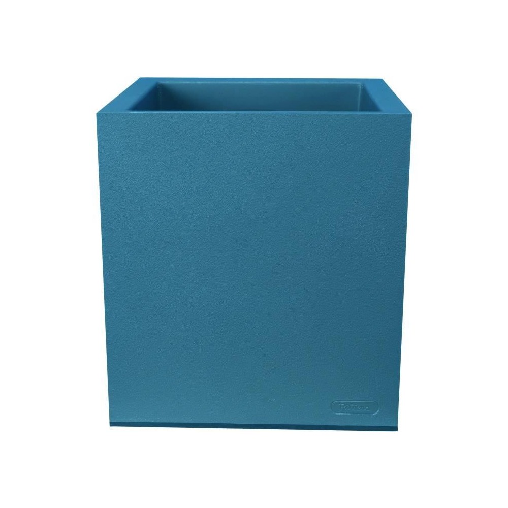 Bac a fleurs carré RIVIERA GRANIT - Plastique - 40x40 cm - Bleu