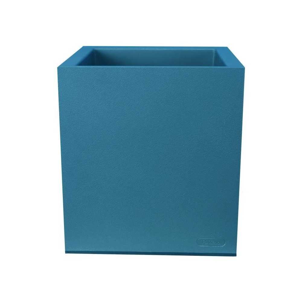 Bac a fleurs carré RIVIERA GRANIT - Plastique - 60x30 cm - Bleu