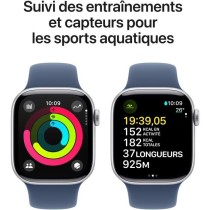 Apple Watch Series 10 GPS + Cellular - 42mm - Boîtier Silver Aluminium - Bracelet Denim Sport Band - S/M